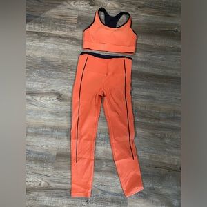 Zyia burnt orange ribbed premium leggings and adjustable bra.